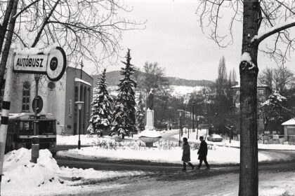 Fekete-fehér kép a Pasaréti térről, 1970-es évek