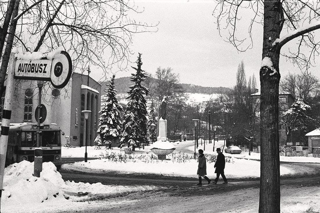 Fekete-fehér kép a Pasaréti térről, 1970-es évek